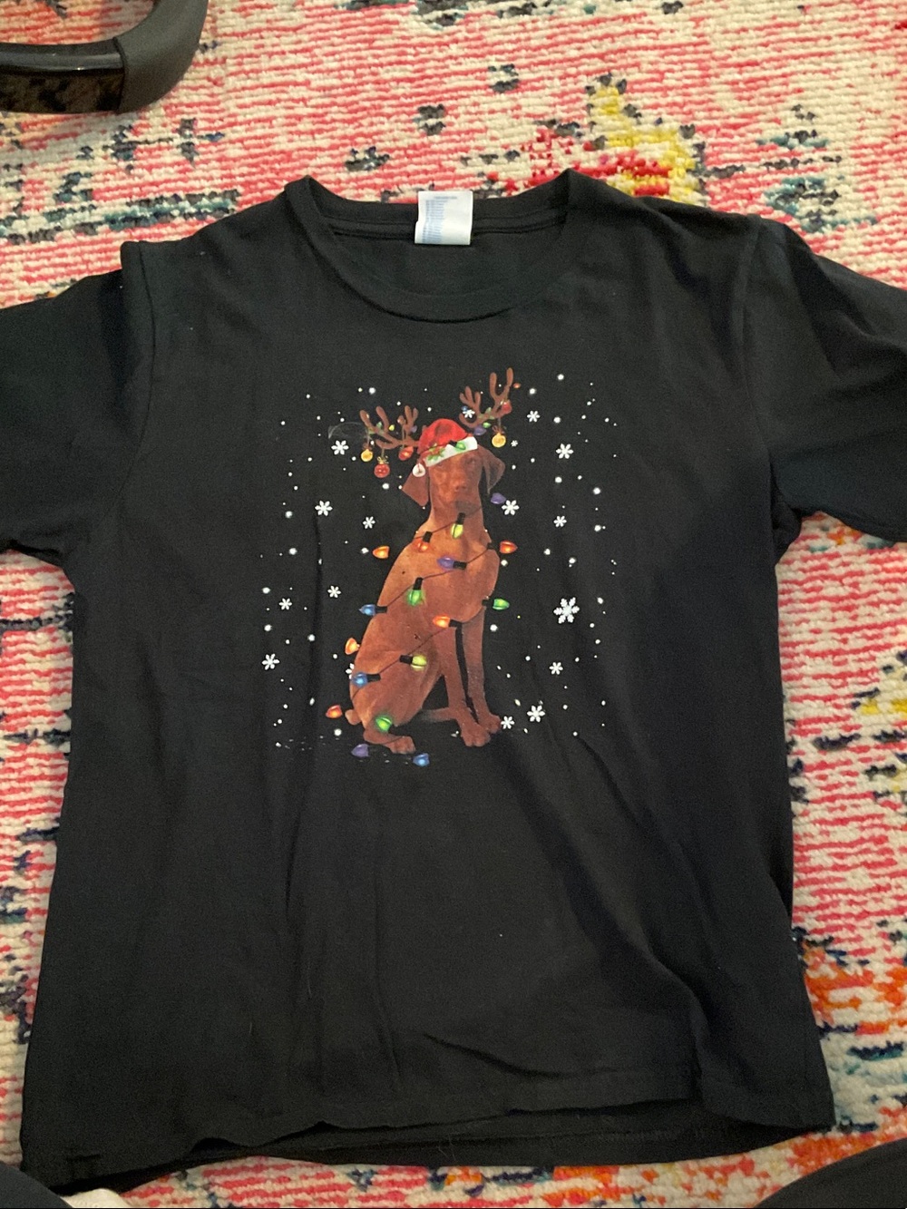 Kids Black Holiday Dog Graphic Tee